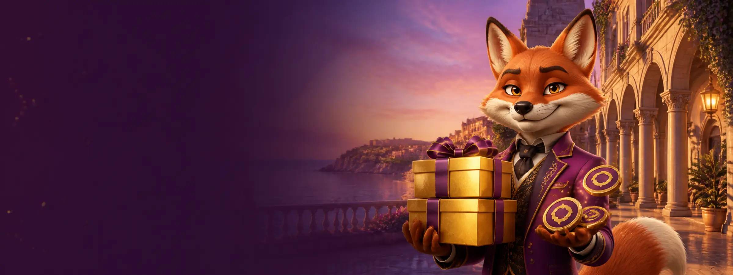 Κόκκινη αλεπού με δώρα μπόνους και φόντο την Κέρκυρα